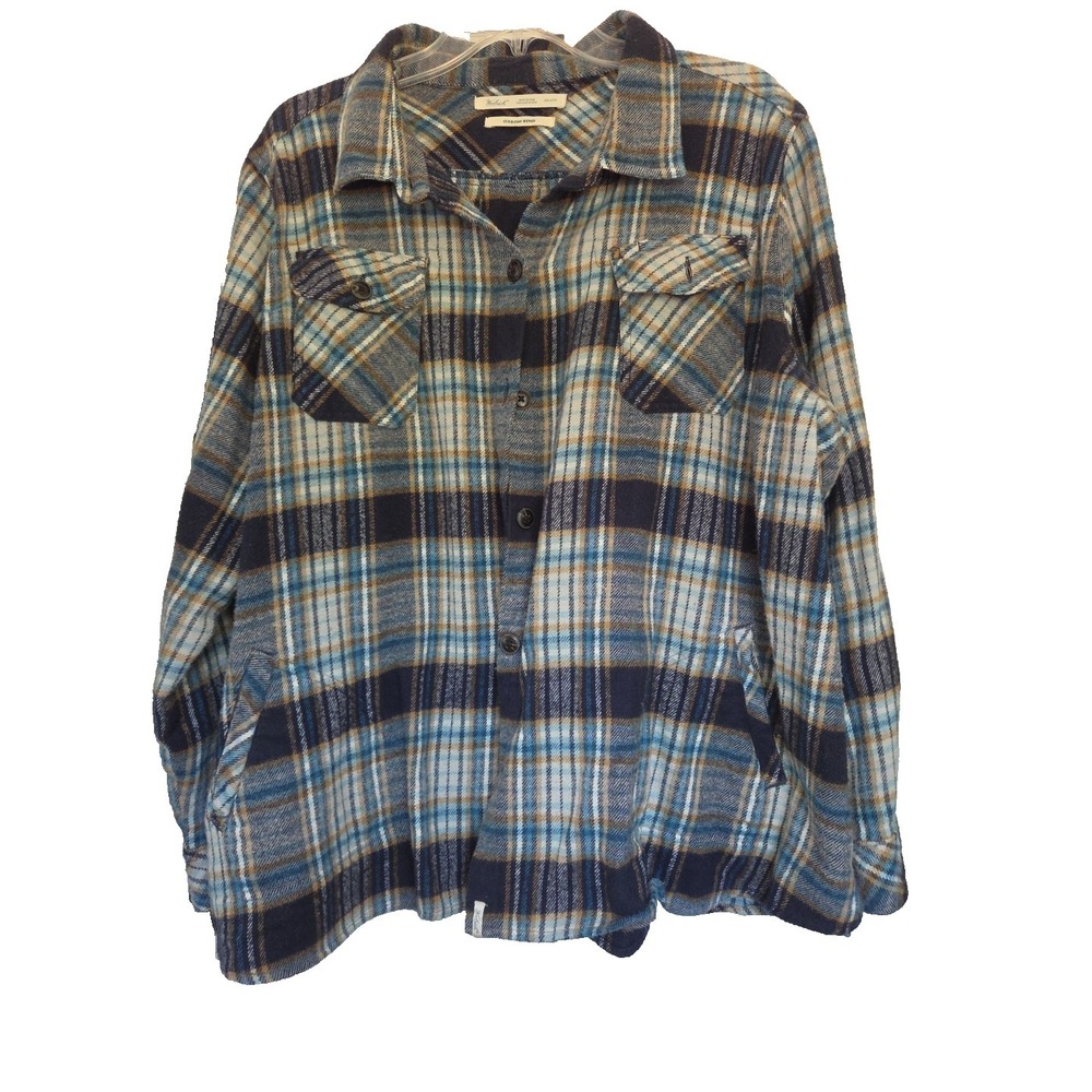 Woolrich Oxbow Bend Heavy Flannel Shirt Blue Plaid Womens 3XL 100% Cotton